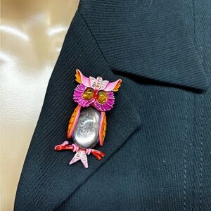 Vintage Arthur Pepper neon jelly belly owl brooch